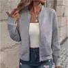 Cardigan de Tricô com Zíper e Gola Alta Meia-manga Estilo Western Europeu e Americano Primavera 2024 Casaco Elegante de Manga Longa Feminino