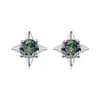 Pendientes Transfronterizos Nuevos de Moissanita de Colores Estilo Coreano Moda Pendientes en Forma de Estrella Versátiles Simples de Plata S925 Venta al por Mayor