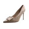 Zapatos de Tacón Alto para Mujer 2025 Primavera Estilo Coreano Moda Hebilla Cuadrada Para el Trabajo Punta Fina Tacón de Aguja Zapatos Profesionales para el Trabajo Tacones Ultra Altos para Mujer