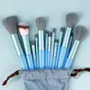 Set Completo de 13 Piezas de Brochas de Maquillaje Rosas, Kit de Brochas Cosméticas para Rostro y Ojos con Cerdas Sintéticas Suaves
