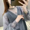 Camiseta Fina de Encaje Hueco para Mujer, Nuevo Suéter Primavera y Otoño 2026, Top de Moda y Elegante para Usar en Capas o Solo