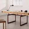 Mesa de Escritório Doméstico Minimalista em Madeira Maciça Estilo Designer Luxo Leve com Gaveta Longa Estudo Mesa Estilo Vintage