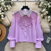 Camisa de Rayas Retro Francesa de Trabajo Pesado para Mujer 2026 Otoño Casual Manga Larga Holgada Top de Temperamento para el Trabajo