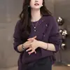 Suéter retrô estiloso estilo europeu para mulheres, nova coleção outono/inverno 2026, blusa de tricô elegante e estilosa