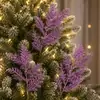 Galhos com Glitter 27cm Decorações de Natal Folhas de Cipreste Folha de Ouro Agulhas de Pinheiro Artificiais Galhos de Árvore de Natal com Glitter Dourado