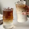Fabricante de Tazas de Vidrio Transparente de Alto Borosilicato Estilo Bambú de una Sola Capa Suministra Vasos para Leche, Jugo, Bebidas y Café para Restaurantes