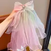 Pinza para el Cabello con Lazo y Velos Largos de Tul para Niñas, Accesorio Elegante para Fotografía de Cumpleaños
