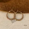 Pendientes de Aro Grandes de Círculo de Cobre con Gota de Aceite Marrón Maillard para Mujer con Aguja de Plata, Clips para Orejas Versátiles de Moda Exagerada Simple de Nicho