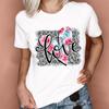 Transfronteiriço Feminino bonito aquarela coração padrão impressão moda verão moda feminina T-shirt casual top ladies