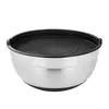 Tazón para mezclar de acero inoxidable al por mayor del fabricante, engrosado con tapa, base de silicona negra antideslizante, con escala, para hornear y ensalada