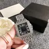 Gipsófila Tarjeta Personalizada Incrustada con Diamantes Reloj Cuadrado Pequeño para el Hogar Reloj de Cuarzo de Moda para Mujer Reloj de Cuarzo Impermeable con Correa de Acero Incrustada con Diamantes