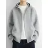 Cárdigan con capucha para hombre y parejas, color liso, simple, estilo "old money", otoño e invierno, venta al por mayor de fábrica transfronteriza