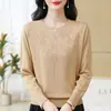 Novo Suéter Feminino de Primavera e Outono, Novo Top de Tricô de Primavera, Suéter Solto Fino de Gola Redonda, Camisa Básica Estampada, Algodão Grosso
