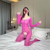 Meias Vermelhas, Lingerie Sexy, Brilhantes e Lustrosas, Estilo Sexy Fino, Cor Sólida, Manga Longa, Com Abertura no Gancho, Body Sedutor Transparente Sy07