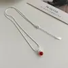 Colar de Ágata Vermelha Estilo Japonês-Coreano Design de Nicho Feminino Luxo Leve Sensação de Alto Padrão Estilo Frio Corrente de Clavícula Versátil