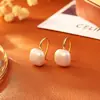 Pendientes Cuadrados de Perla Color Champagne Casuales, Pendientes de Moda y Compactos para el Viaje Diario, Versátiles Elegantes, Ganchos para Orejas de Hada Pequeña