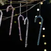 Conjunto de 6 Peças Decorações de Natal Novas Transfronteiriças Pingente de Bengala Transparente Acrílico Pingente Colorido de Árvore de Natal
