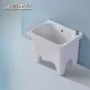 Lavabo Fregadero Pequeño Integrado para Uso Doméstico, Adecuado para Balcón o Baño, Lavabo Fregadero de Cerámica Alto Independiente