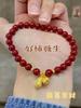 Pulsera con colgante de caqui y caqui de oro puro 999, collar con colgante de oro duro 3D "Good Things Happen", regalo para novia.