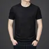 Nueva Camiseta de Punto de Seda Helada Europea de Verano para Hombre, Camiseta Base Fina de Manga Corta Ajustada para Hombre Joven