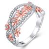 Deseo Anillo Micro Set de Separación de Color Nuevo de Venta Caliente Europeo y Americano Anillo de Diamantes de Flor de Oro Rosa de 18K para Mujer