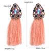 Pendientes de estilo bohemio transfronterizo con borlas largas de aleación de diamantes, elegantes y elegantes, pendientes de moda que combinan con todo para dama.