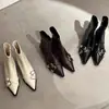 Diseño Botas de Mujer 2026 Versátiles Estilo Europeo y Americano Puntiagudas Nuevo Sentido Botas de Moda Primavera y Otoño Hebilla Doble Para Viajar con Tela de Moda