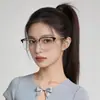 Nuevas gafas de medio marco poligonal anti-luz azul para mujer, monturas de gafas de miopía de alta gama, moda retro para hombre