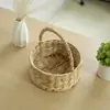 Cesta de Armazenamento de Palha Trançada para Divisória Marinha Transfronteiriça Cesta de Armazenamento de Palha Artesanal Decoração de Casa Portátil Armazenamento