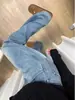 Jeans Gruesos con Forro de Polar Talla Plus para Mujer, Invierno, para Figuras Curvilíneas, Sueltos de Cintura Alta Adelgazantes de Pierna Recta Pierna Ancha