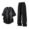 Camiseta casual de manga corta de moda estilo americano, pantalones finos de seda de hielo para verano, frescos, de secado rápido, traje deportivo de moda estilo americano