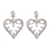 Venta Caliente Transfronteriza Serie de Color AB Pendientes Huecos Completamente Incrustados con Diamantes Estilo de Corte Europeo y Americano Diamante de Color Pendientes de Lujo Ligero de Moda