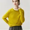 Suéter Jersey de Cachemira de Seda Nuevo Estilo Coreano Otoño e Invierno Color Sólido Cuello Redondo Holgado Estilo Perezoso Top Tejido para Mujer