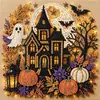 Pintura de Diamantes 5D Gato Calabaza Fantasma de Halloween Kit DIY Papá Noel Pintura de Diamantes Hecha a Mano Decoración Festiva