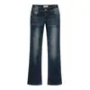 Jeans de Mezclilla con Etiqueta de Cuero Estampado de Leopardo Vintage, Nuevo Estilo Otoño, Bordado Curvo en Bolsillo Trasero, Lavado Desgastado, Pantalones Casuales de Cintura Alta Ajustados