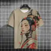 Camiseta para Hombre Japonesa Camiseta con Patrón Mecánico Manga Corta Camiseta Estampada Ropa para Hombre de Exterior Top
