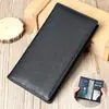 Cartera Larga de Cuero Crazy Horse para Hombre Sentido Avanzado Piel de Vaca de Capa Superior Cartera Retro de Cuero Completo Magnética RFID Bolsa para Traje