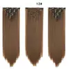Extensões de Peruca de Cabelo Humano Real de Sete Peças, Cabelo Liso de Alta Temperatura de 16 Polegadas, Extensões de Cabelo Clip-In de Fibra Sintética Europeia e Americana, Peruca Liso