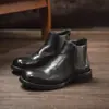 Jiezhou Colección Otoño 2026: Botines Chelsea de piel de caballo importada de lujo ligero, pulidos a mano y con efecto desgastado para un estilo vintage de 'viejo dinero'