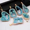 Pingente de Geodo de Ágata Natural Cristal Bruto Irregular Colar Banhado a Ouro Acessórios de Pedra Natural Joias de Pedra