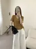 Blusa de Tricô Manga Curta Estilo Coreano Shisanxing de Guangzhou com Design Elegante que Marca a Cintura, Nova Camiseta de Verão 2026