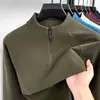 Sudadera de medio cierre para hombre de comercio exterior transfronterizo, de manga larga para primavera y otoño, color liso, casual, térmica, capa base para hombres, adecuada para padres