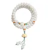 Nuevo Estilo Chino Pulsera de Raíz de Bodhi de Jade Blanco Doble Círculo Cuentas de Manzana Cuentas Budistas de Mano Pulsera Juguete para Hombres y Mujeres Rosario al por Mayor