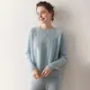 Tejido de cachemir con jacquard de diamante y cuello redondo para mujer 2025 Otoño e Invierno Tejido grueso y cálido Estilo holgado y relajado Tejido de punto trenzado