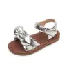 Sandalias Brillantes para Niña con Moño Suela Suave Antiderrapante Velcro Estilo Princesa Verano Zapatos de Playa para Niños