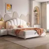 Cama de Cuero Estilo Nuevo, Cama Doble Sencilla, Cabecero Clásico de Concha para Dormitorio Principal, Cama para Niña, Cama de Princesa, Cama de Arte en Cuero