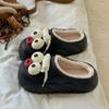 Lindas Zapatillas de Algodón con Ojos Grandes para Mujer 2025 Otoño e Invierno Nuevo Estilo con Tacón de Bolsa Zapatos de Algodón para Interior en Casa Suela Gruesa Que Se Sienten Como Caminar Sobre Mierda