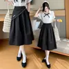 Falda de Nuevo Diseño Otoño 2026 con Bufanda, Falda Tulipán de Cintura Elástica de Longitud Media Estilo Coreano para Mujer