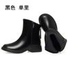 Botas Color Humo Moda Simple Color Sólido Modernas Geniales de Caña Media Suela Gruesa Botas Martin Zapatos de Mujer Pie Pequeño Retro Conveniente Cremallera Trasera