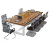 Mesa de Conferencias Larga Simple Moderna Escritorio de Oficina y Combinación de Sillas Estación de Trabajo Sencilla con Computadora de Escritorio para Negociación y Capacitación de Personal